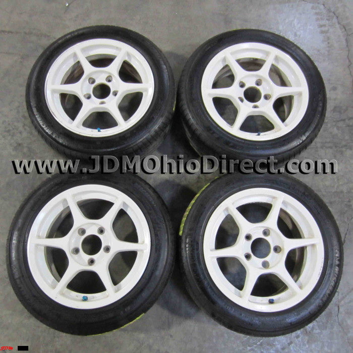 JDM Buddy Club P1 White 15 inch Wheels 5x114.3